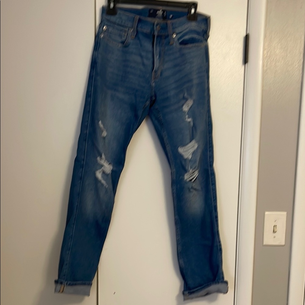 Men's Blue Distressed Jeans